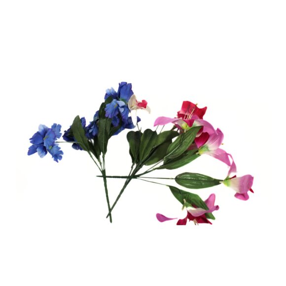 Fake Flower Bundle – 8 Mixed Spring/Summer Artificial Flower Bunches Used Crafts - Picture 3 of 5